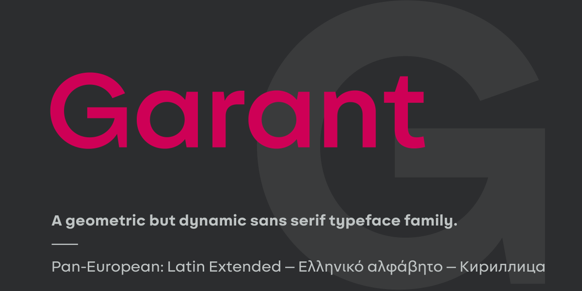 A geometric but dynamic sans serif typeface family.